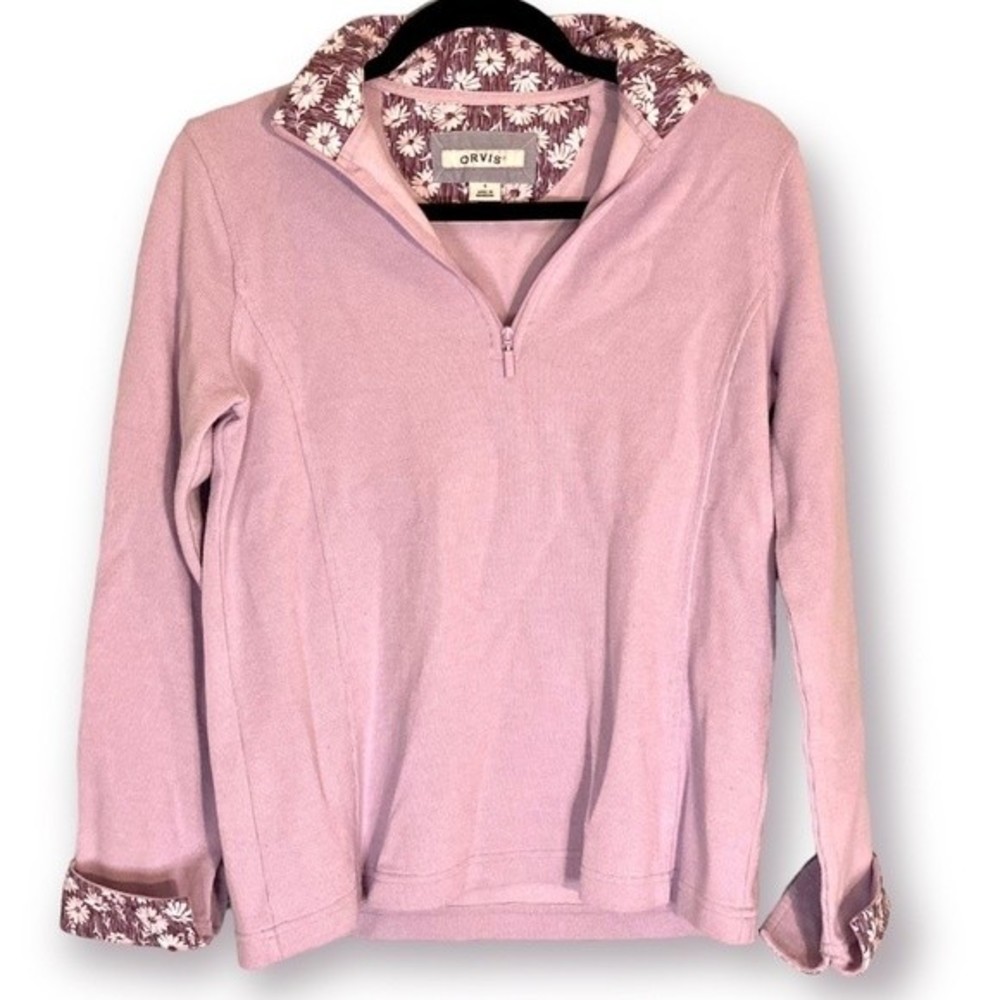 Orvis Sandy Point 1/4 Zip Lilac Floral Pullover Size Small